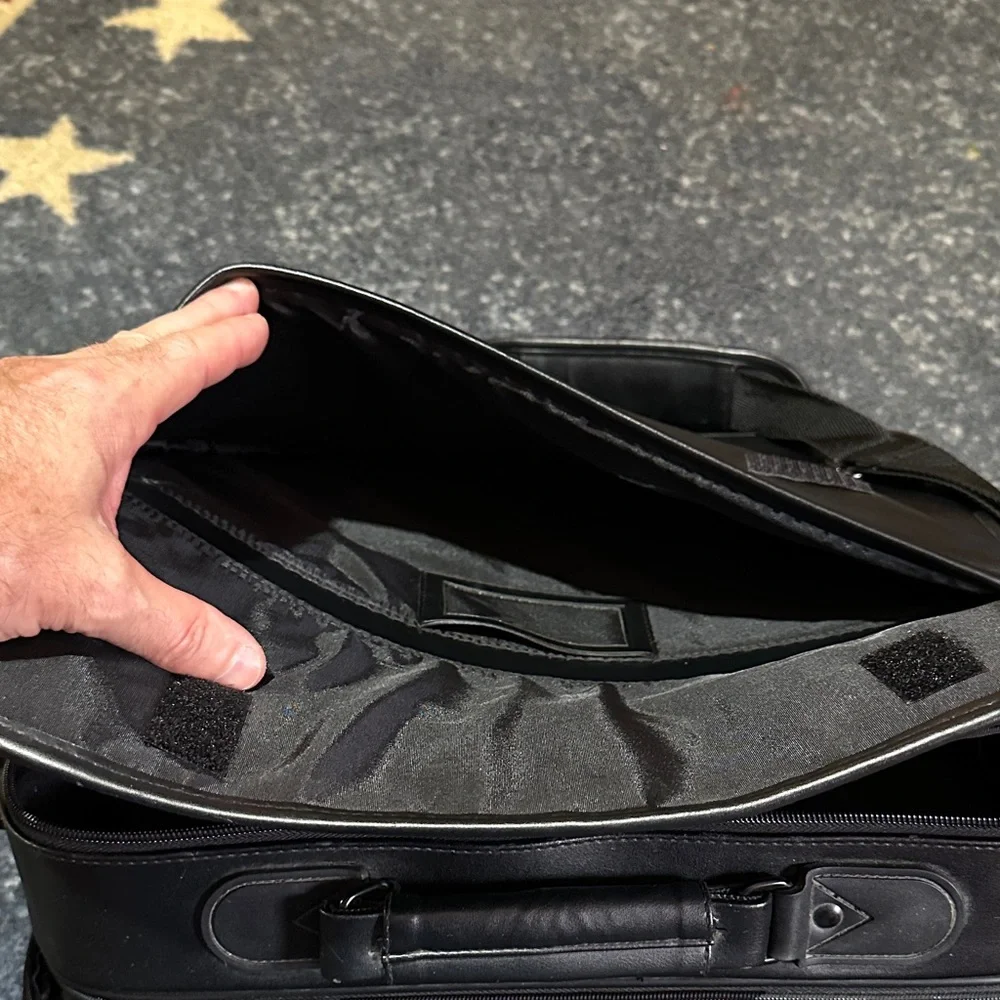 ICON Black Leather Laptop Bag